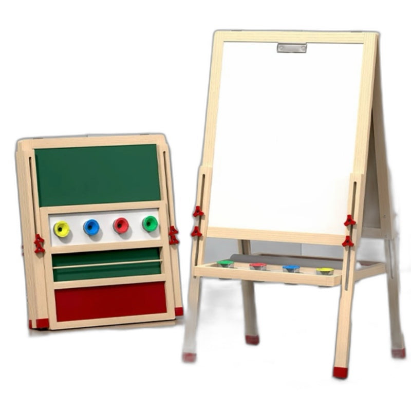 Wooden Kids Easel,Foldable,Adjustable Double Sided Drawing Board Whiteboard & Chalkboard Dry W/ ROLL