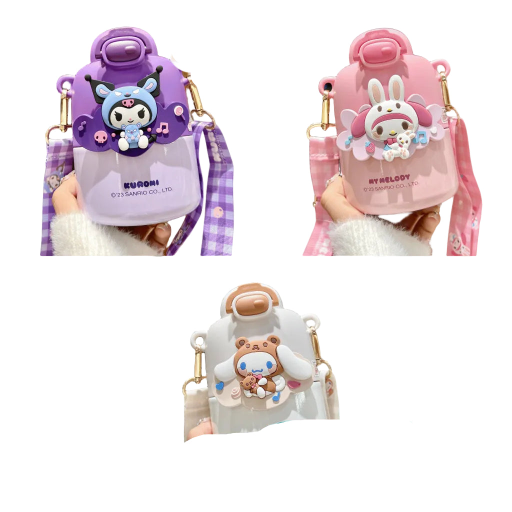 Insulated Tumbler Astro with Straw & Strap FLask Crossbody Strap Sanrio Kuromi My Melody 430ml