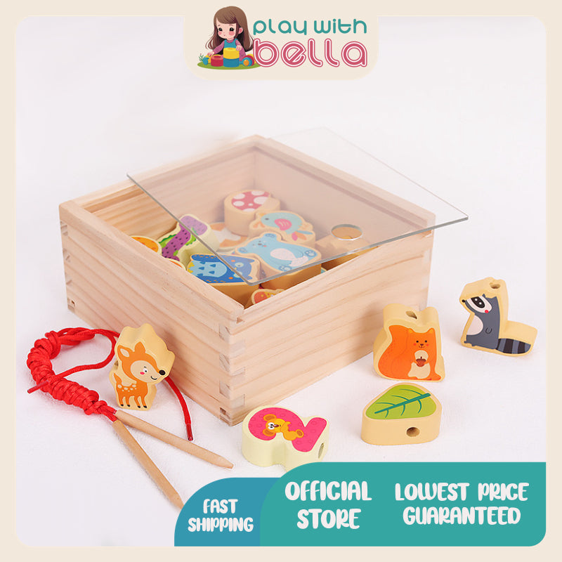 3 in 1 Lacing Beads Shapes, Fruits & Vehicles Wood Lacing free Case Personalized