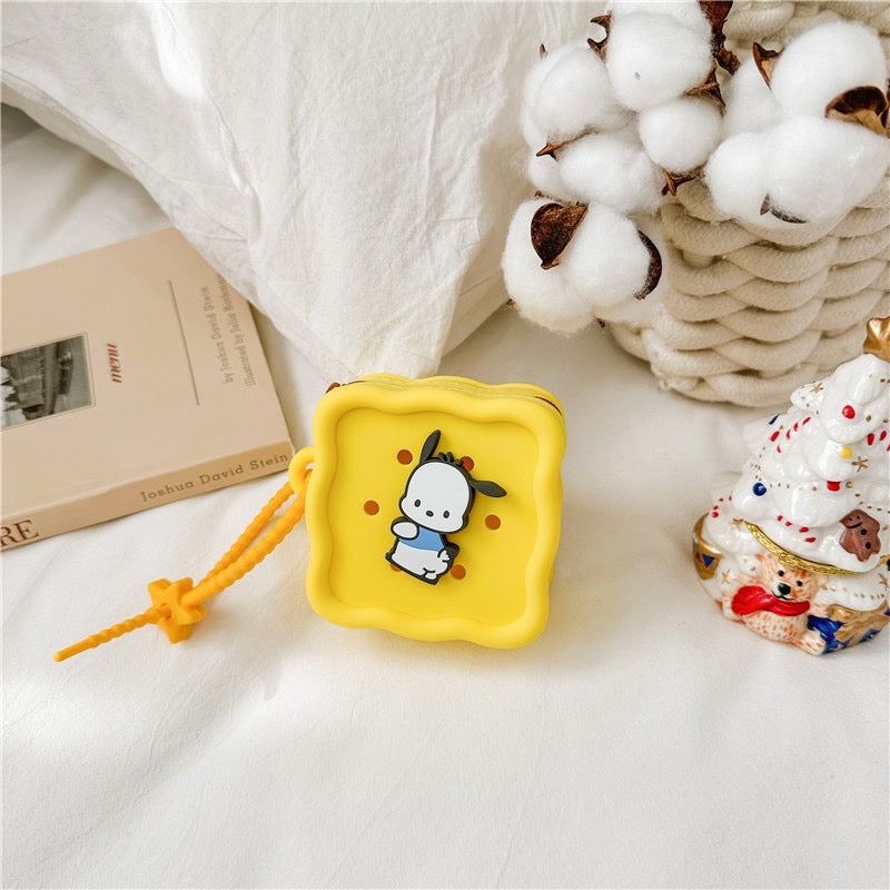 3D Silicone Square Key Chain with Flat Jibbitz Coin Purse Sanrio Cinamoroll Kuromi Melody Kids and A