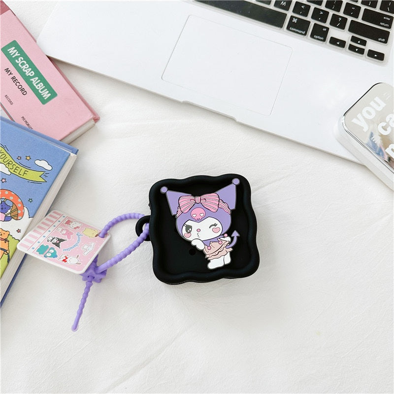 3D Silicone Square Key Chain with Flat Jibbitz Coin Purse Sanrio Cinamoroll Kuromi Melody Kids and A