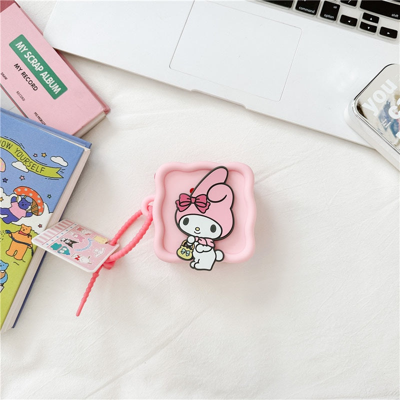3D Silicone Square Key Chain with Flat Jibbitz Coin Purse Sanrio Cinamoroll Kuromi Melody Kids and A