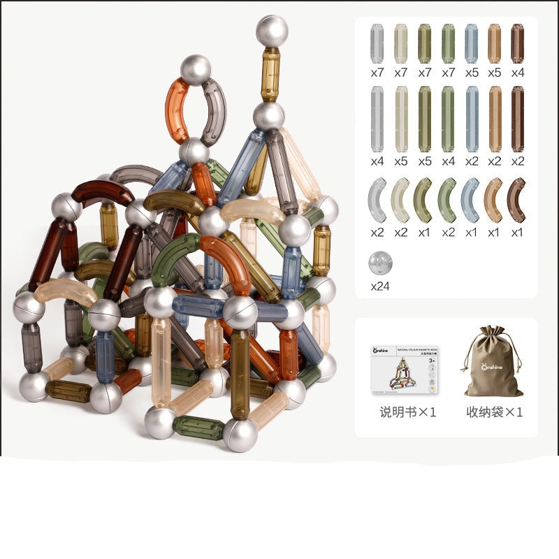 Onshine Natural Color Magnetic Rods (100pcs) Magnetic Building Sticks Blocks Toy, Fun & Educational