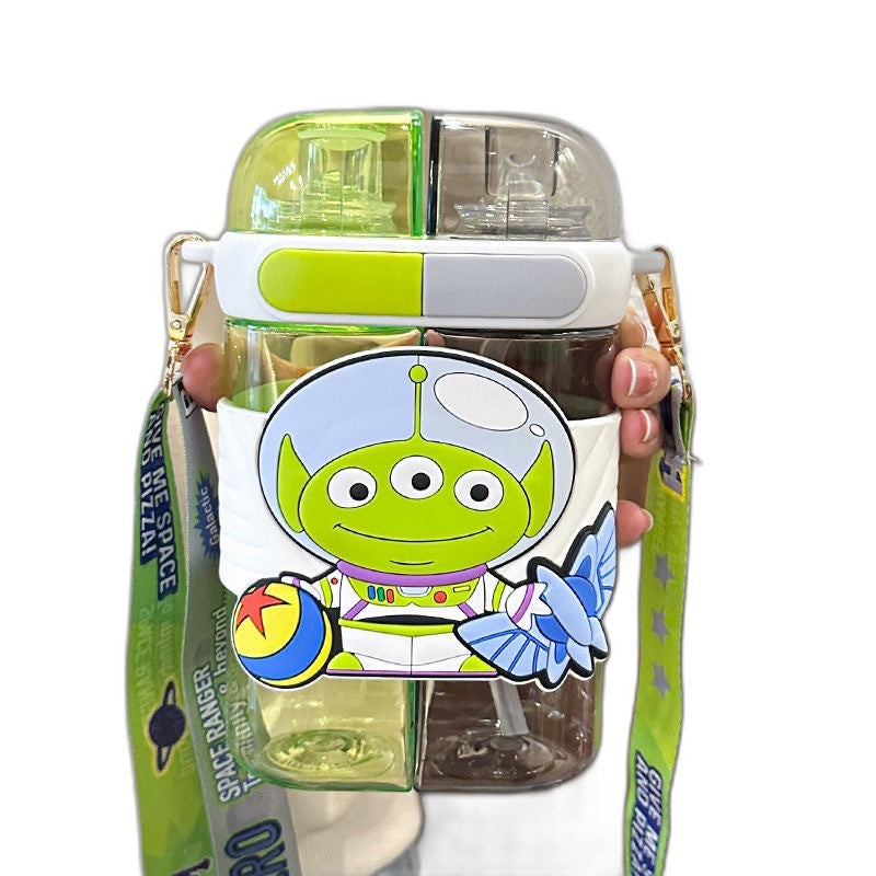 Toy Story Alien TUMBLER INSULATED BOTTLE FLASK WITH STRAP STRAW WATER BOTTLE JUICE TUMBLER