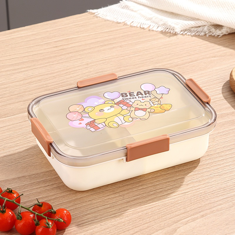 Bento Box 4 Compartment + 1 Spoon + 1 Sauce Container 1100mL
