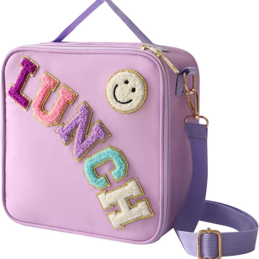 Embroidered letters smiley face handbag and plain handbag