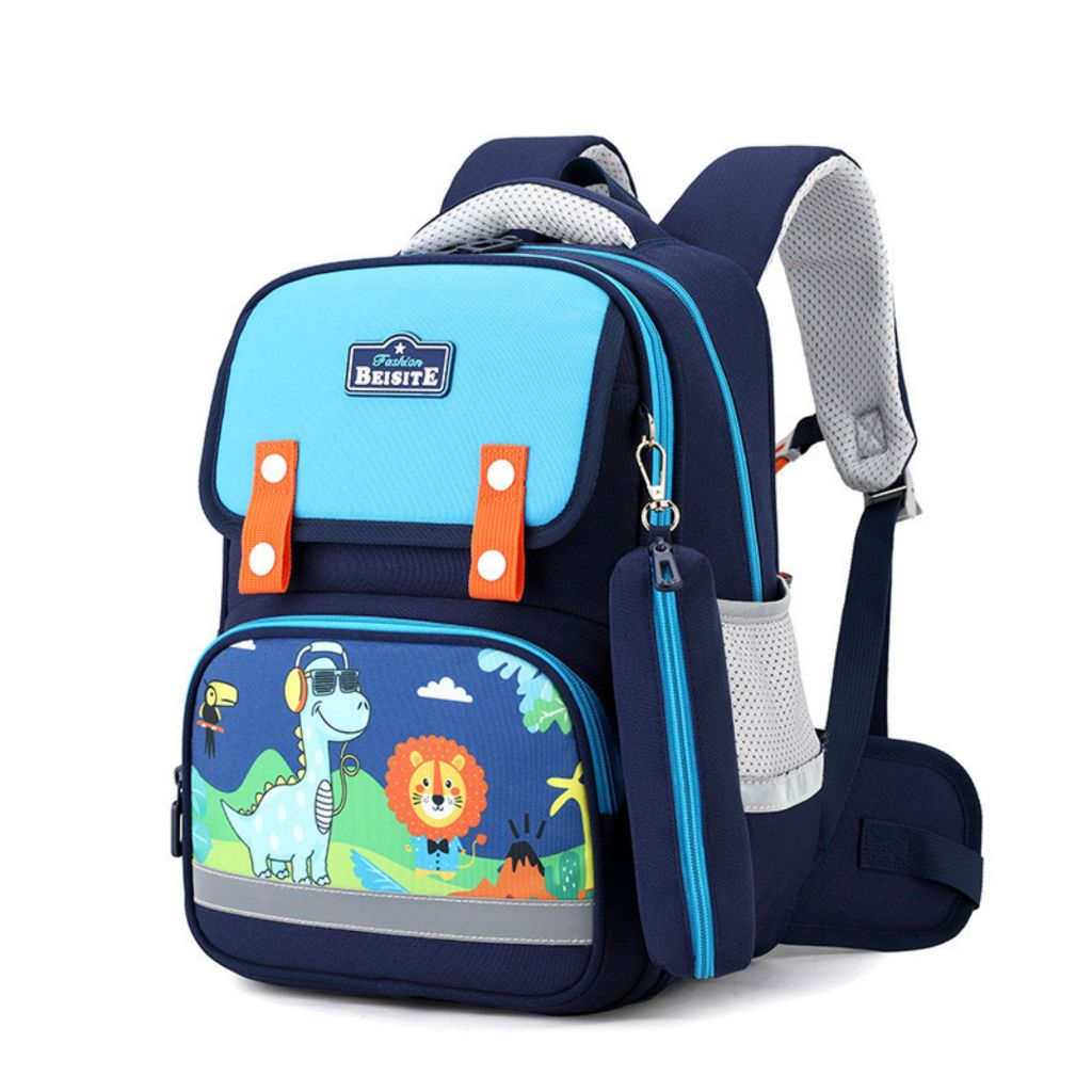 Animal Design Backpack Blue and Grey colors