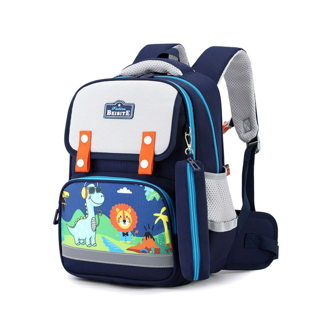 Animal Design Backpack Blue and Grey colors