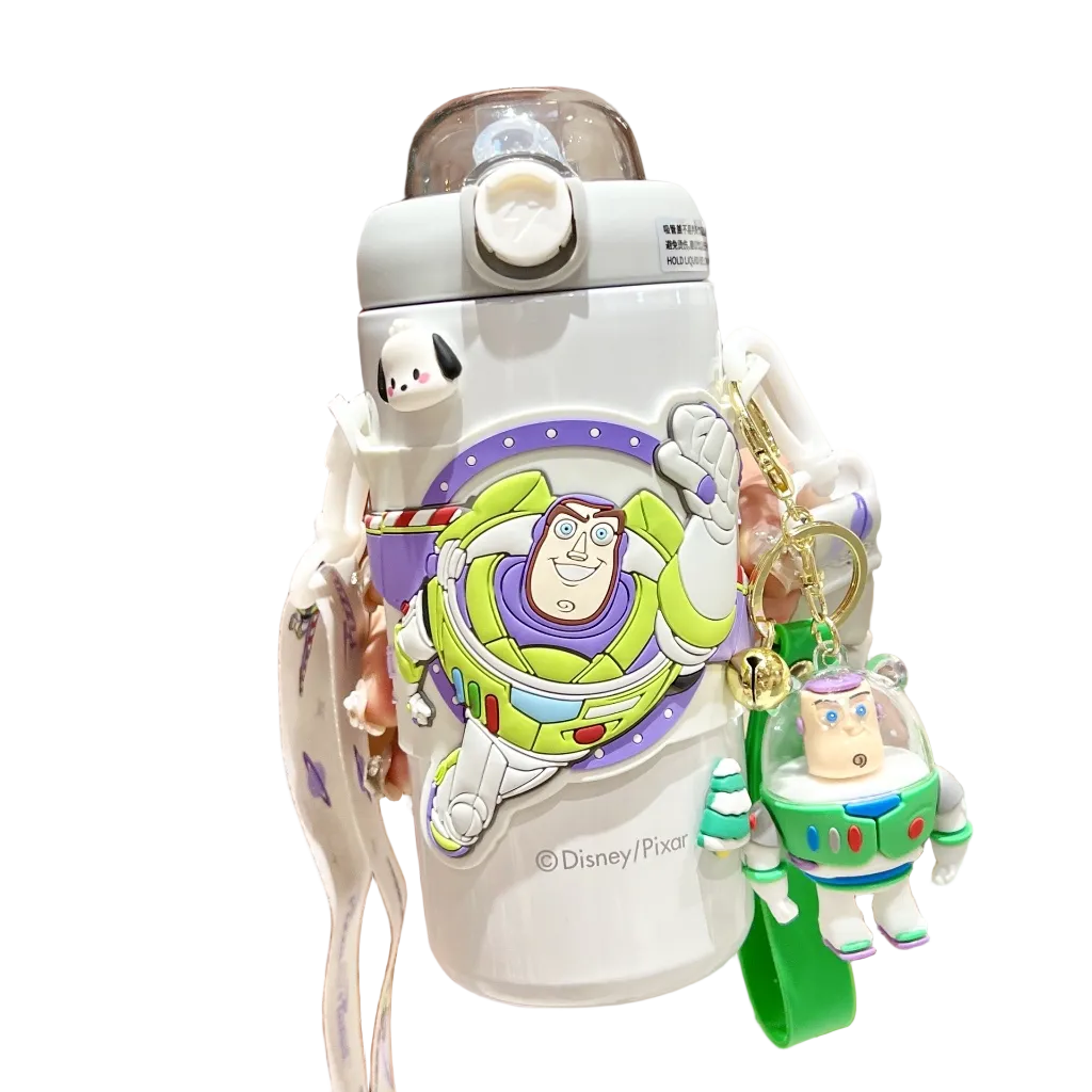 Buzz Lightyear Series Water Bottle Flask Insulated Tumbler Glass Toy Story Series Crossbody Strap