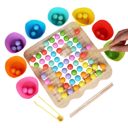 Arithmetic Math Clip Beads Counting Numbers Color Sorting Board Fruit Sorting Toy Math Wood Toy Game