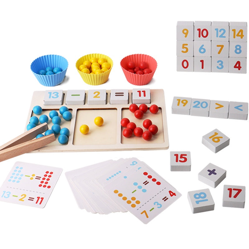 Arithmetic Math Clip Beads Counting Numbers Color Sorting Board Fruit Sorting Toy Math Wood Toy Game