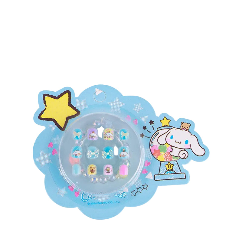 Sanrio Fake Nails & Bracelet Set for Toddlers Kuromi Pochacco Cinamoroll My Melody Cute Nails
