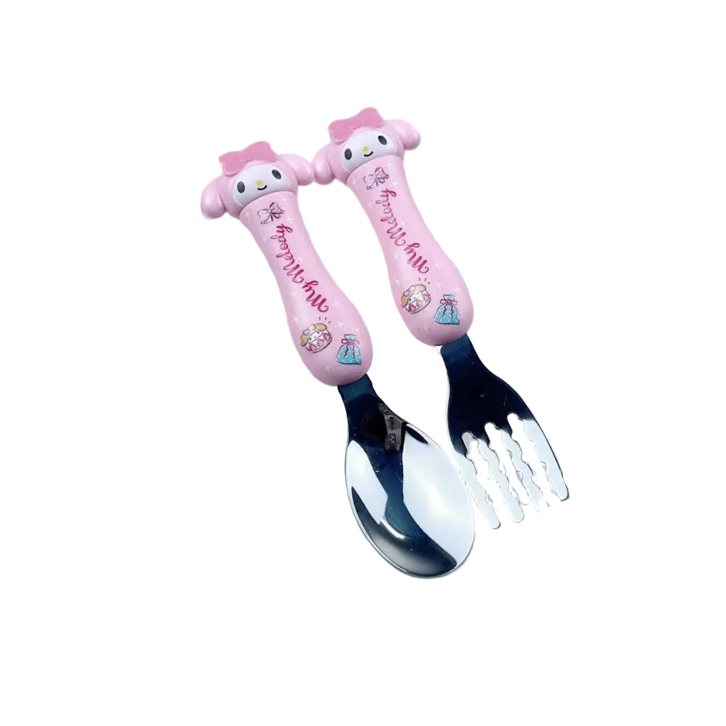 Sanrio Spoon & Fork Small Kids Toddler Spoon Fork Cinamoroll Kuromi My Melody Hello Kitty Cutlery