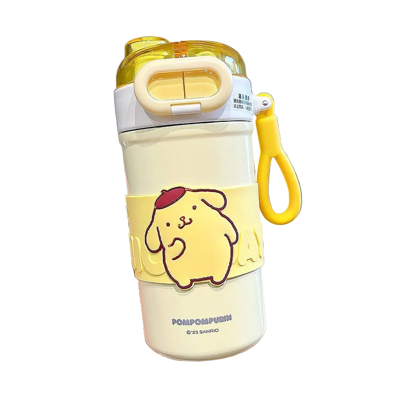 SLIM DOUBLE SIP TUMBLER INSULATED FLASK WATER BOTTLE 510MLSANRIO KUROMI POMPOMPURIN MELODY POCHACCO
