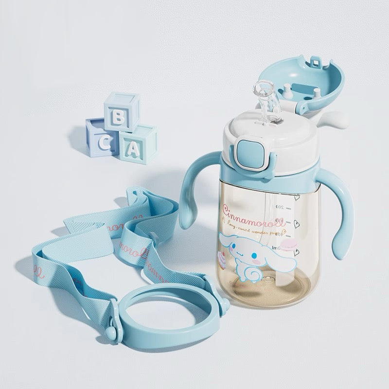 Baby Tumbler Dual Handle with Straw & Strap Crossbody Strap Sanrio Cinamoroll Kuromi Bottle  450ml