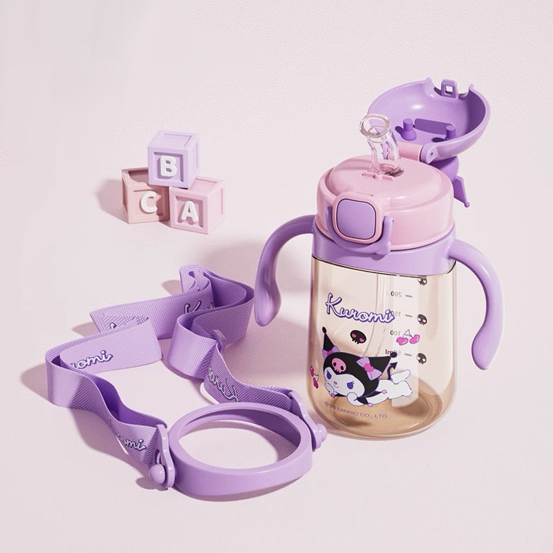 Baby Tumbler Dual Handle with Straw & Strap Crossbody Strap Sanrio Cinamoroll Kuromi Bottle  450ml