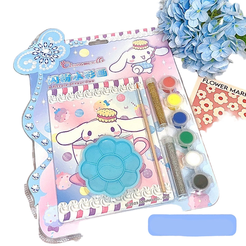 Sanrio Art Glitter Gold Powder Painting Set Cinamoroll Kuromi My Melody Pompompurin Set Art Painting