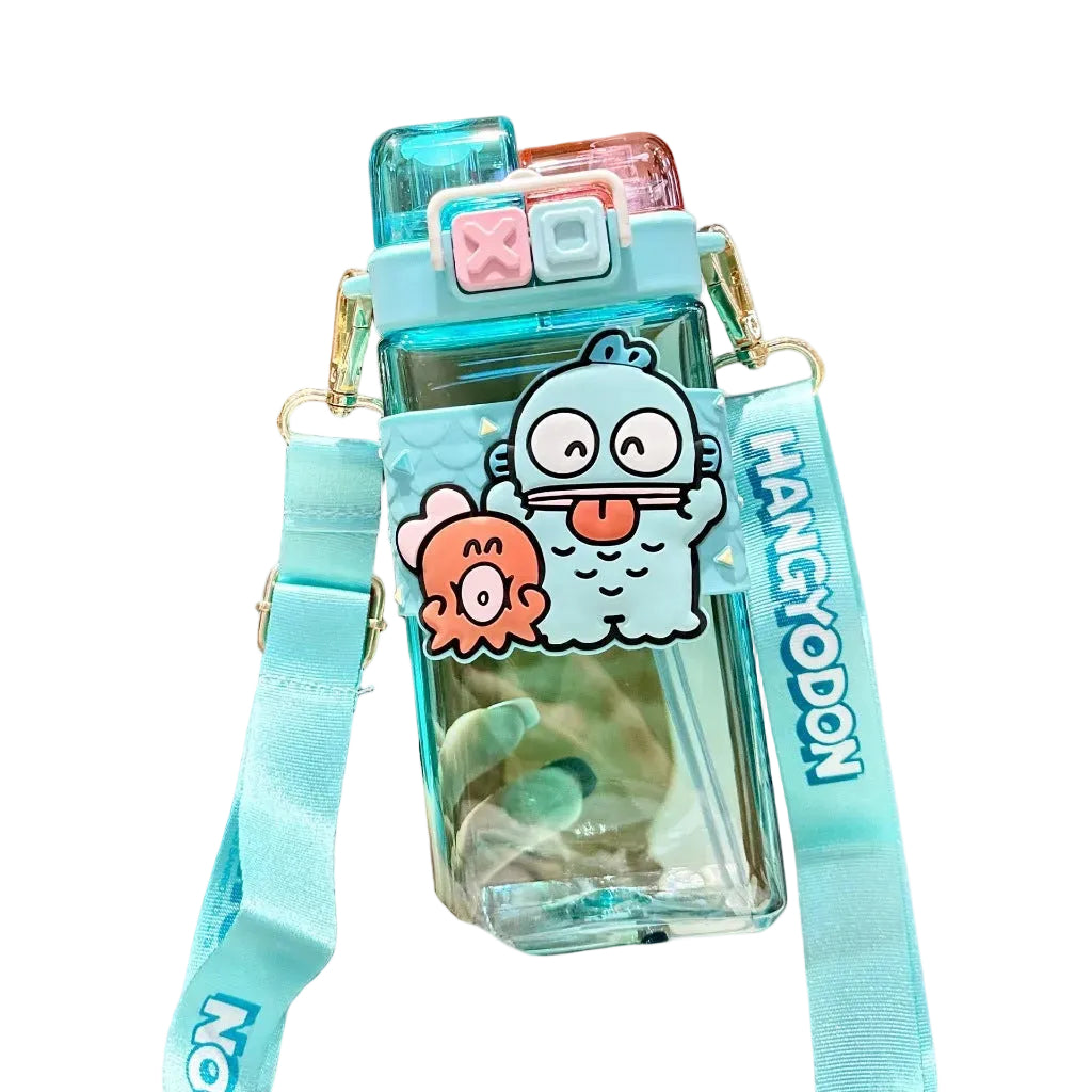 Double Sip Bottle XO Sanrio with Straw & Crossbody Strap Water Bottle Kuromi Pompompurin  530ml