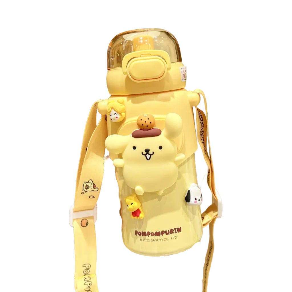 Insulated Tumbler Wholebody Flat Sanrio Flask Water Bottle Kuromi Cinamorol with Straw & Strap 460ml
