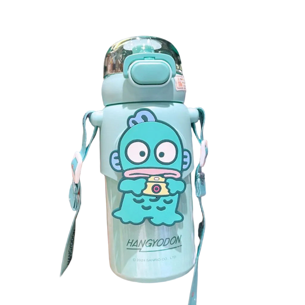 Insulated Tumbler Wholebody Flat Sanrio Flask Water Bottle Kuromi Cinamorol with Straw & Strap 460ml