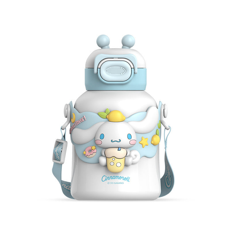 Insulated Tumbler with Cute Horn with Straw & Crossbody  Strap Flask Sanrio Bottle Toy Story  480ml