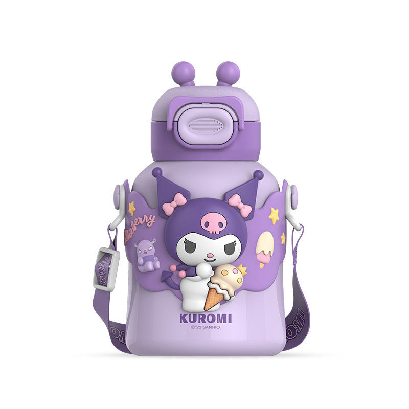 Insulated Tumbler with Cute Horn with Straw & Crossbody  Strap Flask Sanrio Bottle Toy Story  480ml