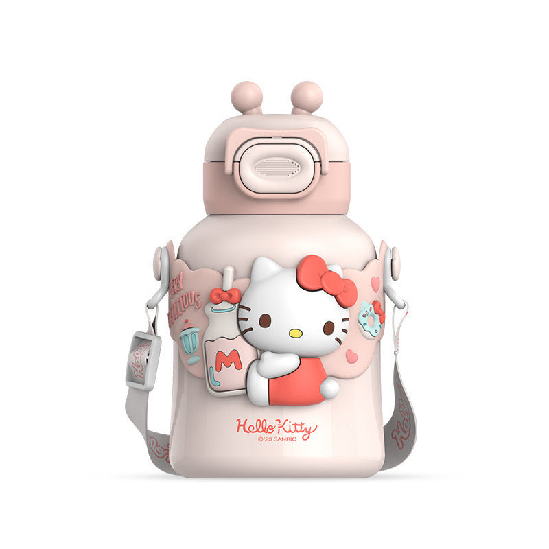 Insulated Tumbler with Cute Horn with Straw & Crossbody  Strap Flask Sanrio Bottle Toy Story  480ml