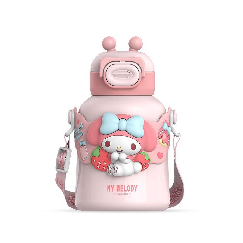 Insulated Tumbler with Cute Horn with Straw & Crossbody  Strap Flask Sanrio Bottle Toy Story  480ml