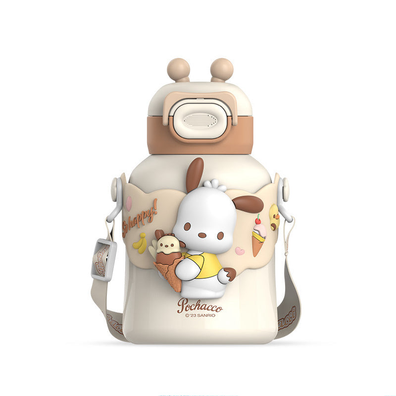 Insulated Tumbler with Cute Horn with Straw & Crossbody  Strap Flask Sanrio Bottle Toy Story  480ml
