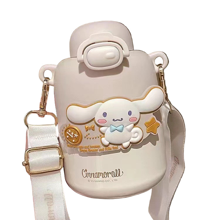 Sanrio Insulated TUMBLER VINTAGE Strap Crossbody Water Flask Toy Story Kuromi Melody Cinamorol 430ML