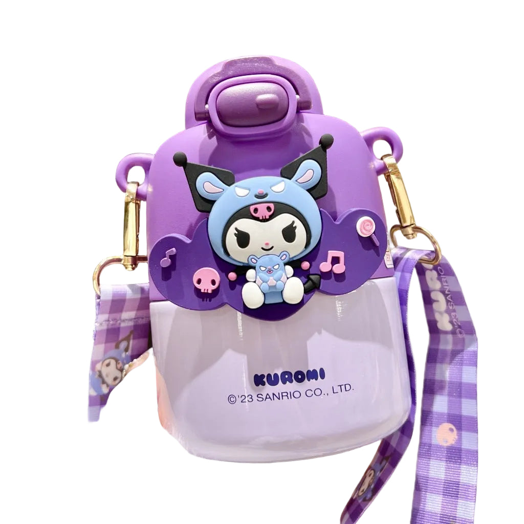 Insulated Tumbler Astro with Straw & Strap FLask Crossbody Strap Sanrio Kuromi My Melody 430ml