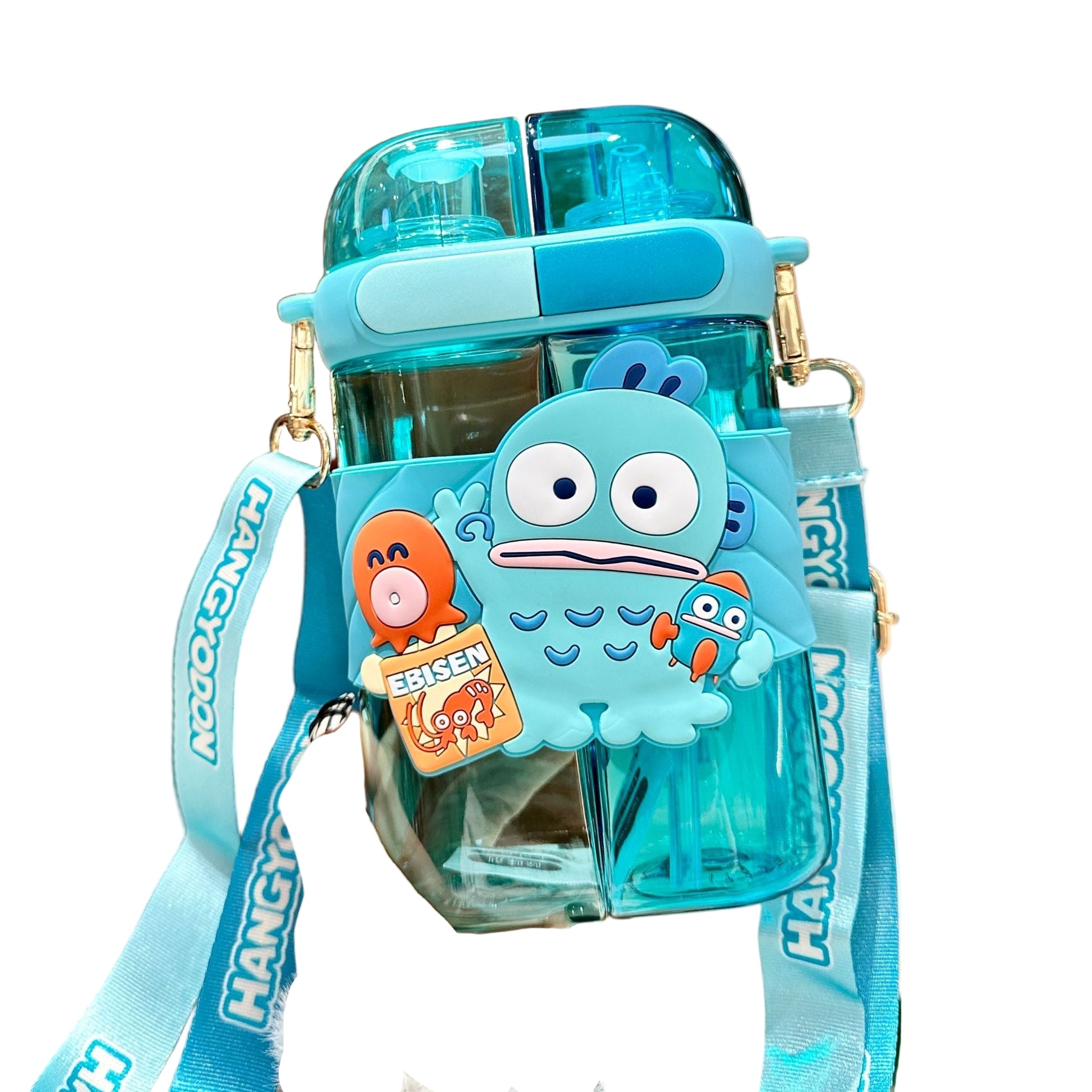 Sanrio Lolita Double Sided Water Bottle with Straw & Adjustable Crossbody Strap