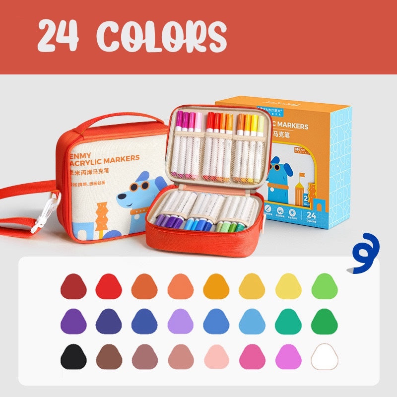 Acrylic Markers with Bag Cross Body Bag for Kids and Adults 24/36/48/60s