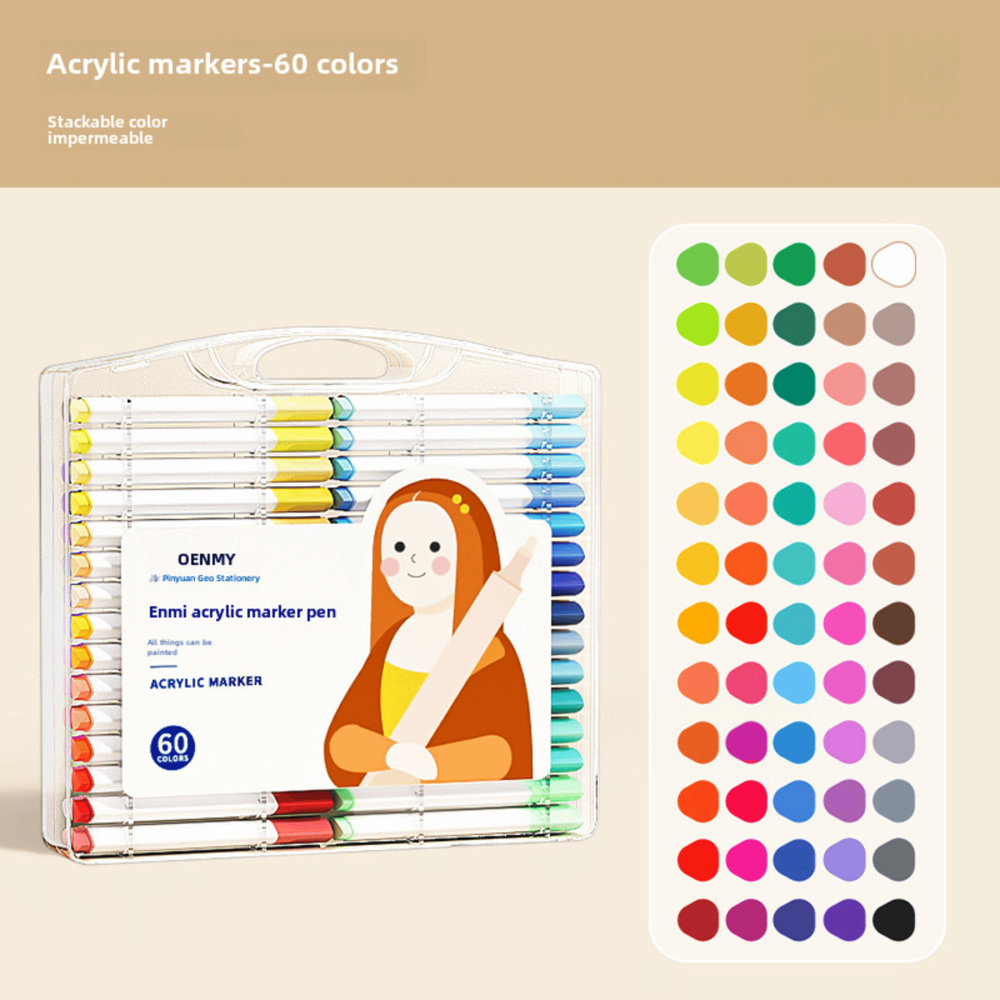 Acrylic Markers 12/24/36/48/60/80 Markers for Wood,Canvas,Stone,Rock Painting,Glass,Ceramic Surfaces