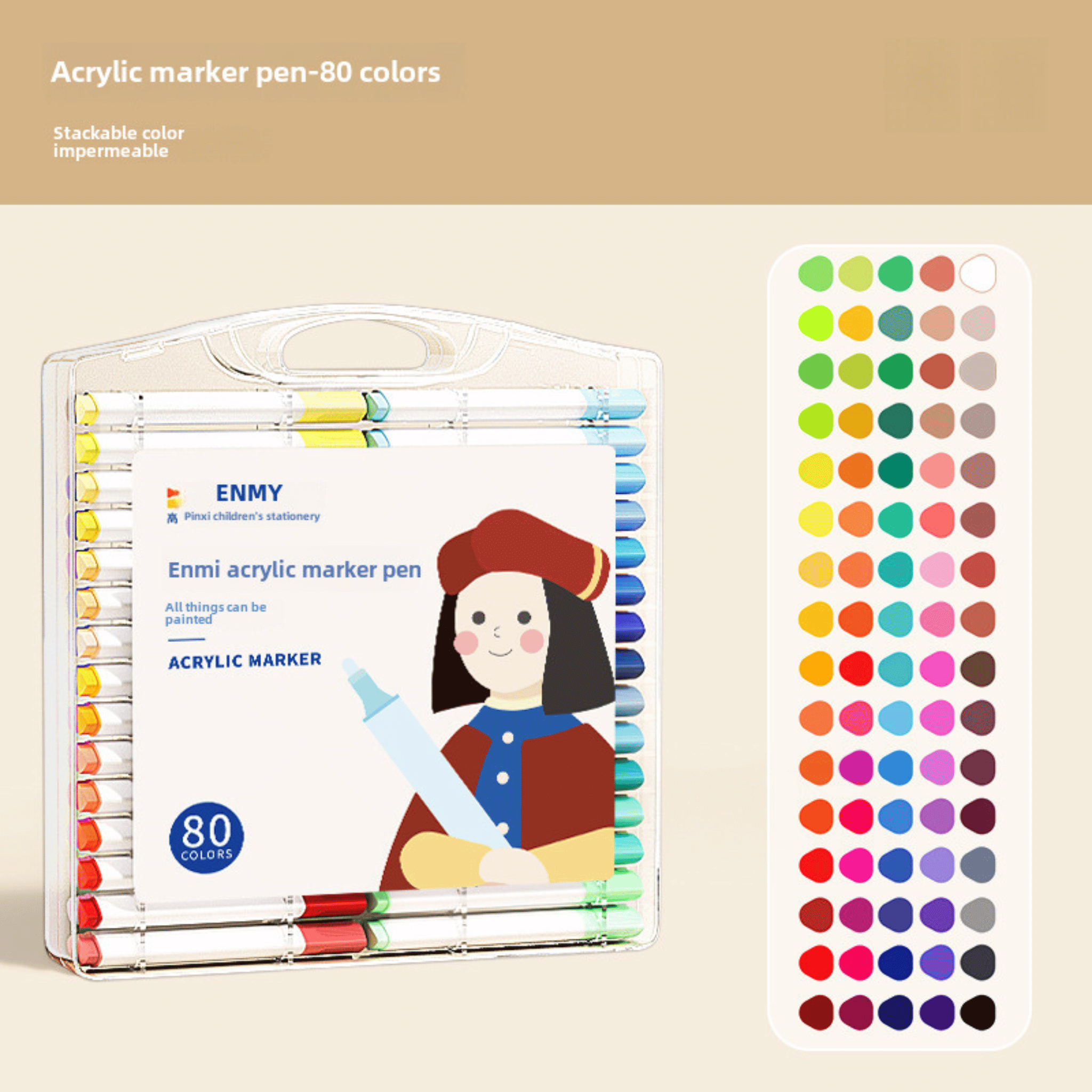 Acrylic Markers 12/24/36/48/60/80 Markers for Wood,Canvas,Stone,Rock Painting,Glass,Ceramic Surfaces