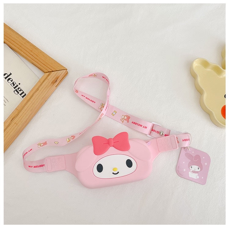 SANRIO Kuromi Hello Kitty My Melody Cinamoroll Kerokeropi Belt Bag Siliocne Cartoon Crossbody