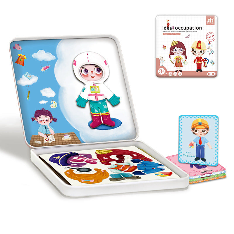 Travel Puzzles, Dressing Game Travel Games Magnetic Sticker Puzzle Case (With Cards & Pen) Book