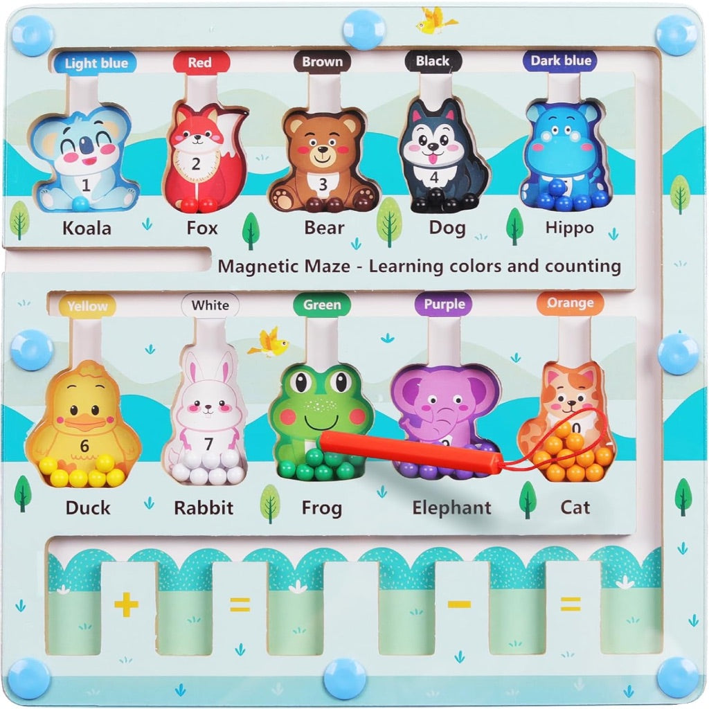 Magnetic Pen Maze Matching, Pairing & Sorting Activity for Kids Color Number Maze Counting Puzzles