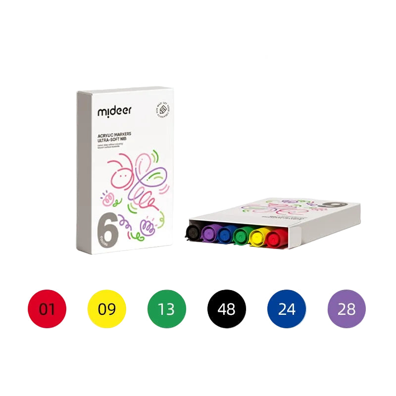 Mideer Acrylic Markers Ultra-Soft Brush Tip 6/12/24/36 Colors