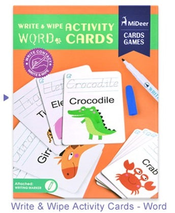 Mideer Write and Wipe Card, 4 Activities for Preschoolers with Marker and Eraser Educational Toys