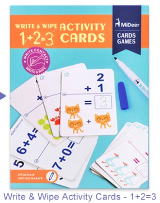 Mideer Write and Wipe Card, 4 Activities for Preschoolers with Marker and Eraser Educational Toys