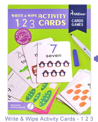 Mideer Write and Wipe Card, 4 Activities for Preschoolers with Marker and Eraser Educational Toys