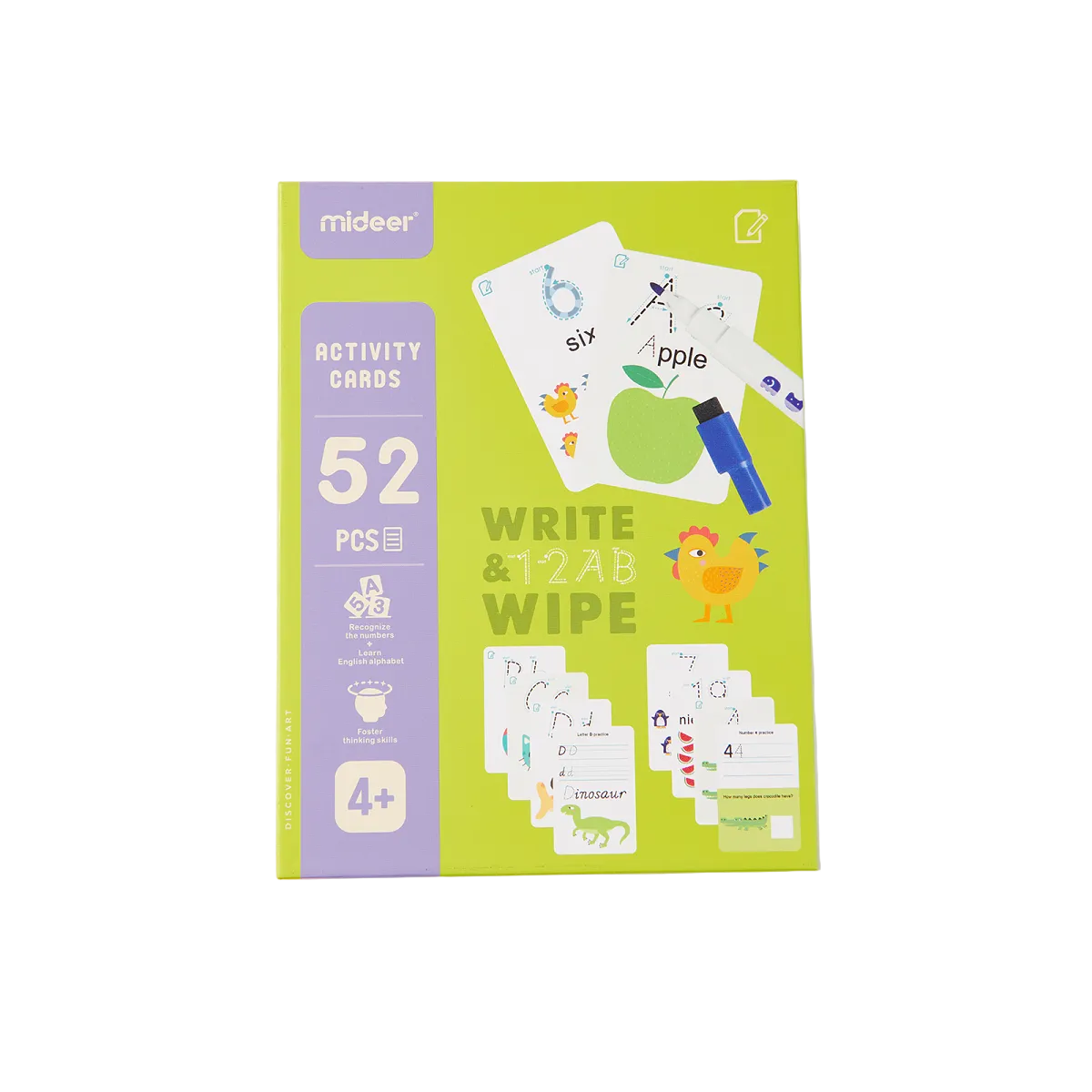 Mideer Write and Wipe Card, 4 Activities for Preschoolers with Marker and Eraser Educational Toys