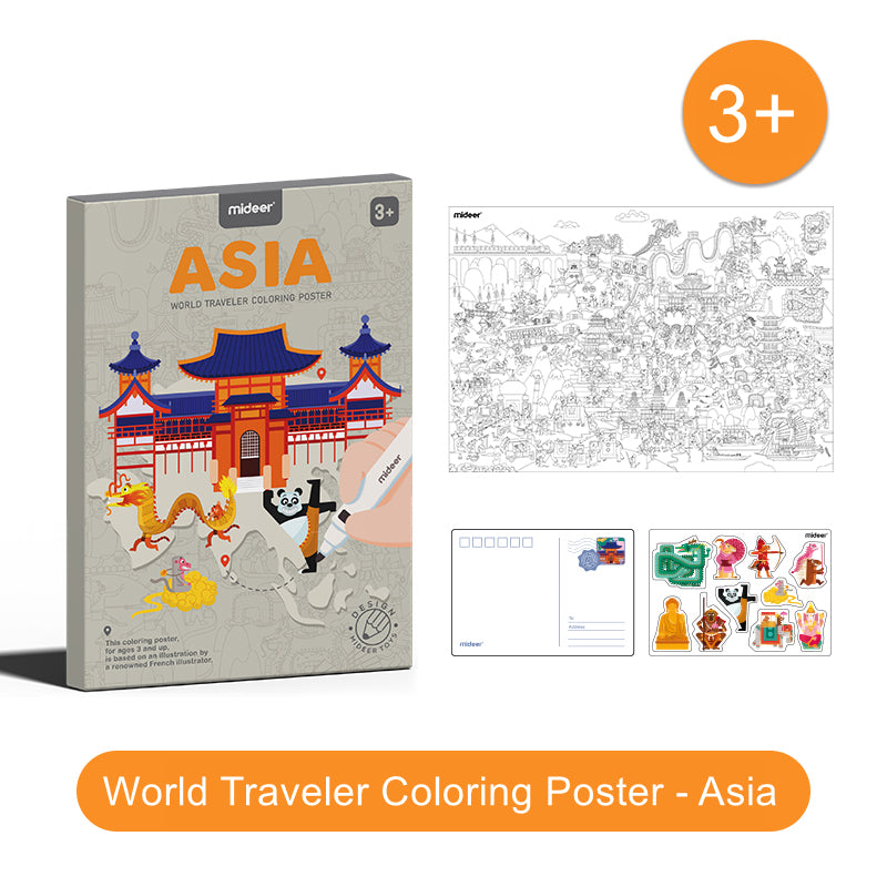 MiDeer World Traveler Coloring Poster
