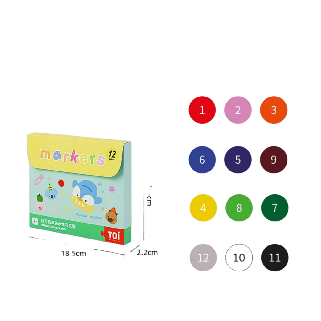Toi World Giant Dual Tip Washable Water-Based Marker 12 , 24 , 36 , 48 Colors