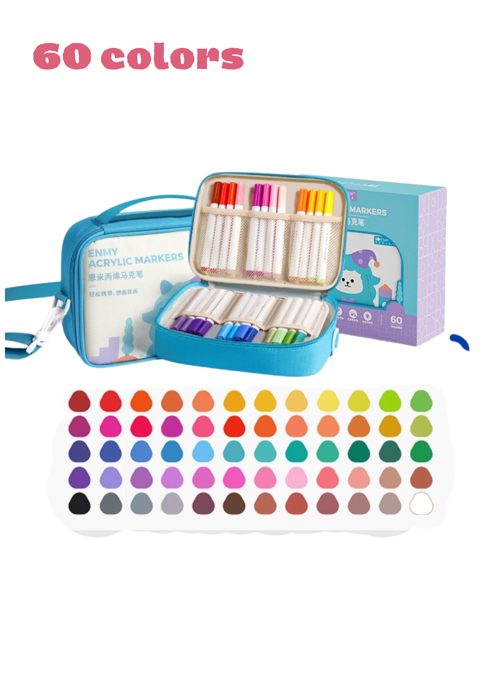 Acrylic Markers with Bag Cross Body Bag for Kids and Adults 24/36/48/60s