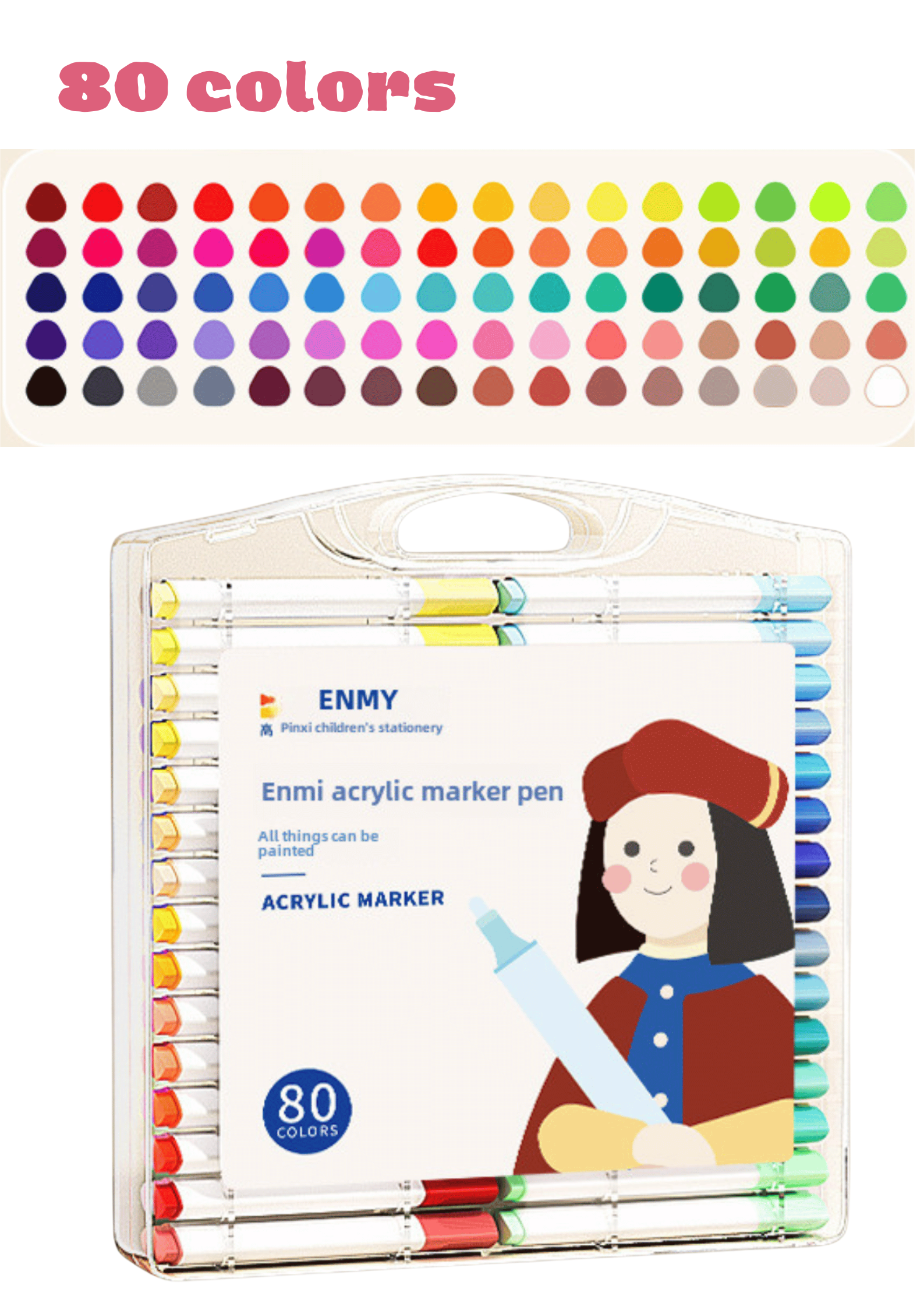 Acrylic Markers 12/24/36/48/60/80 Markers for Wood,Canvas,Stone,Rock Painting,Glass,Ceramic Surfaces
