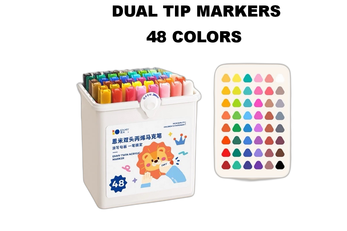 Play with Bella Enmy DUAL TIP Acrylic Markers in a Bucket 12/24/36/48s Washable Markers