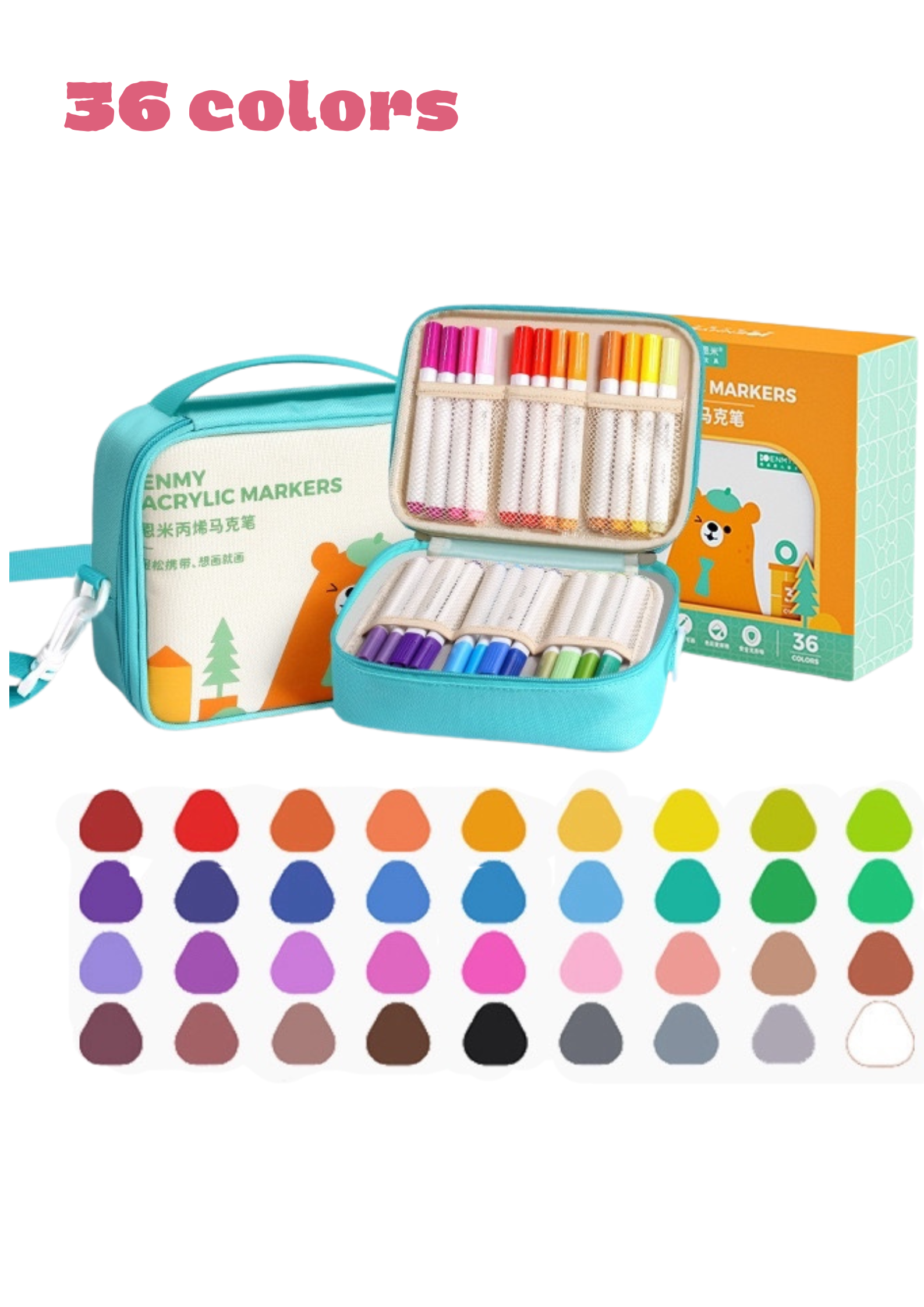 Acrylic Markers with Bag Cross Body Bag for Kids and Adults 24/36/48/60s