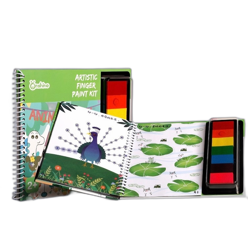 Onshine Artist Finger Paint Kit Washable Finger Painting Stamp Book Graffiti Painting Pages